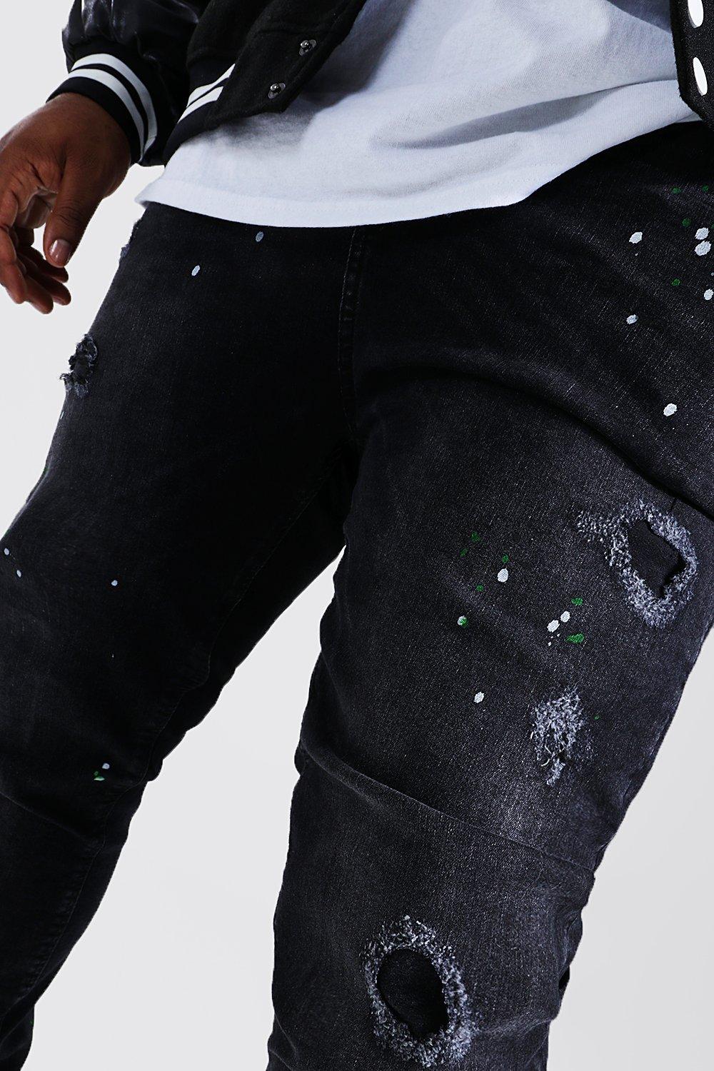 Mens black sale paint splatter jeans